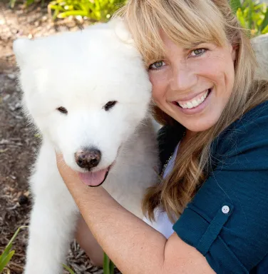 Dr. Gardner and white dog